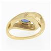 Image 6 : 14k Gold 0.80 ctw Oval Sapphire Solitaire Polished Grooved Open Loop Bypass Ring