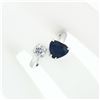 Image 2 : NEW 18K White Gold 2.71 ctw GIA Heart Blue Sapphire Diamond Moi et Toi Bypass Ri