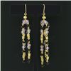 Image 2 : Vintage 18k Gold 4 Strand Amethyst Black Onyx Rondelle Bead Drop Dangle Earrings