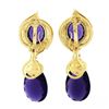 Image 7 : 18K Yellow Gold Large Amethyst & Diamond Drop Dangle Enhancer Day Night Earrings