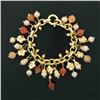 Image 7 : Bonato 18k Gold Diamond Flower Pearl Orange Quartz Beaded Dangle Charm Bracelet