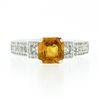 Image 6 : NEW 14K White Gold 2.67 ctw GIA Octagonal Orange Sapphire Diamond Engagement Rin