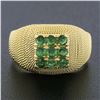 Image 2 : Vintage 18k Yellow Gold .75 ctw Round Emerald Cluster w/ Wrapped Twisted Wire Ri