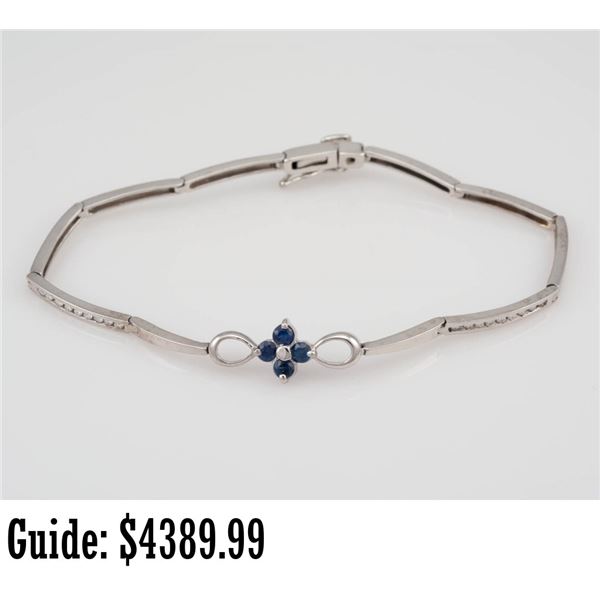 14k White gold Bracelet with Diamonds and