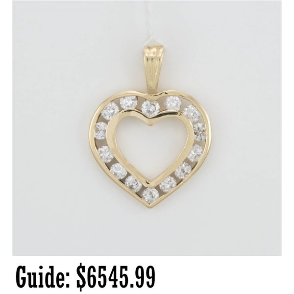 14k Gold Diamond Heart Pendant 1.25 ct TDW