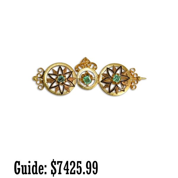 18k Gold Victorian Emerald Women's Pin