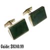 Image 1 : 14k Gold Nephrite Jade Cufflinks