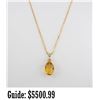 Image 1 : 14k Gold Box Link Chain with Citrine Quartz &