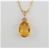 Image 2 : 14k Gold Box Link Chain with Citrine Quartz &