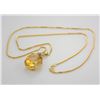Image 3 : 14k Gold Box Link Chain with Citrine Quartz &