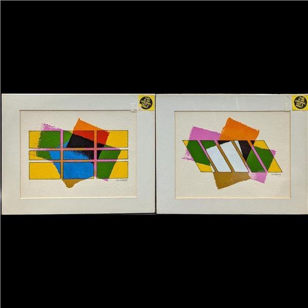 Pair Of Signed American Jon Henry 1916-90 Original Paintings "Tiffany Series #173 and #177"