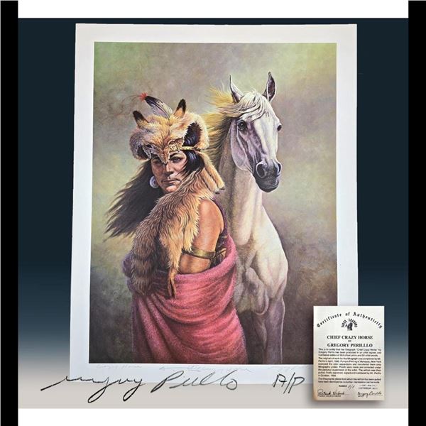 Gregory Perillo 1927-2021 Signed Limited Ed. Lithograph With COA "CHIEF CRAZY HORSE"