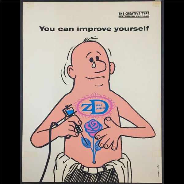 Signed Nasa Lockheed Artist Maggie Wesley Vintage Poster "You Can Improve Yourself", 1950-1960s