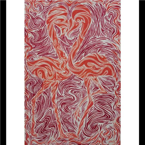 Ukrainian Artist Elena Kamelina Original Abstract Oil On Canvas With COA