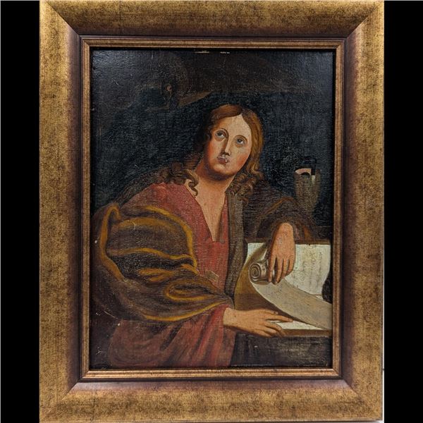 19th Century Italian Baroque Manner Oil On Wood Painting, After Domenichino