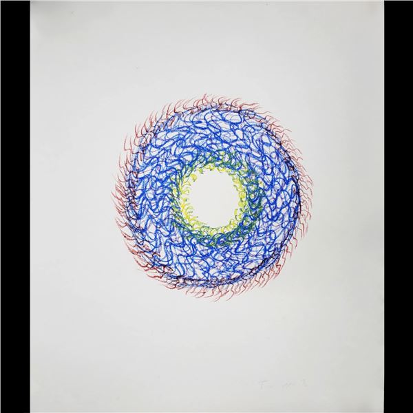 Wojciech Fangor Pencil Signed Oil Crayon On Paper