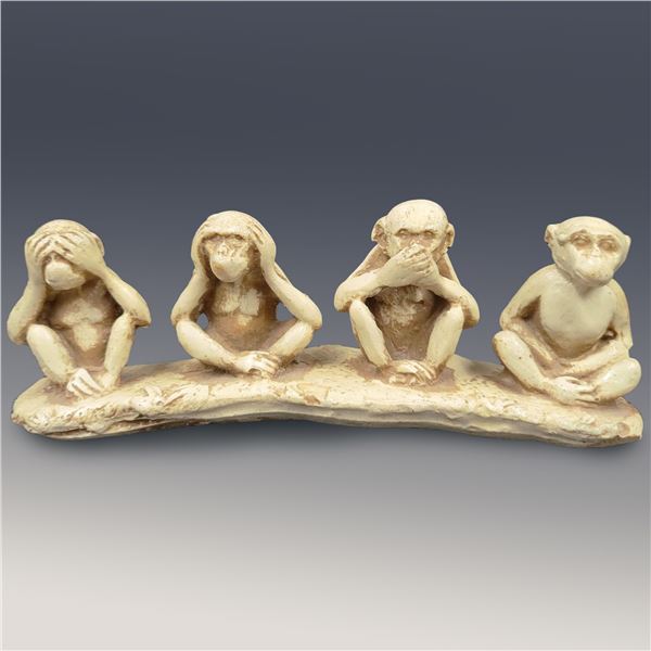 Four Wise Monkeys Carved Sculpture