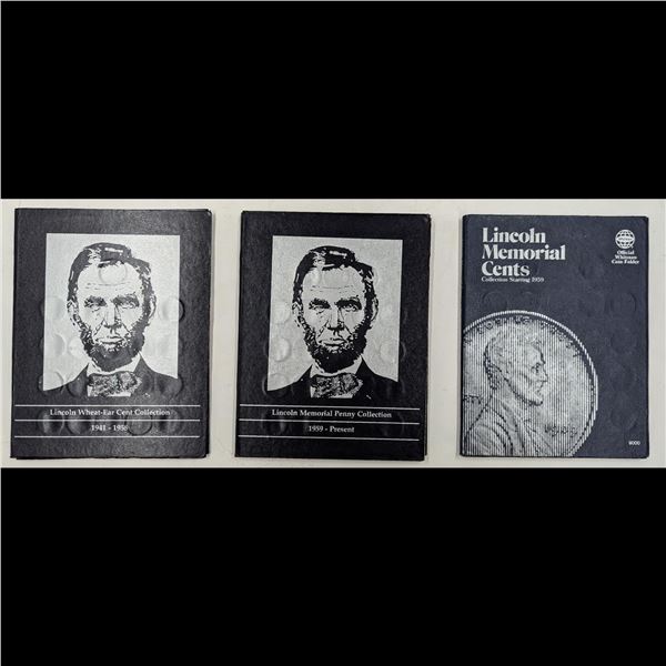 Lot Of 3 Lincoln Wheat Penny And Penny Collection Booklets, 1941-2002, Mostly Complete