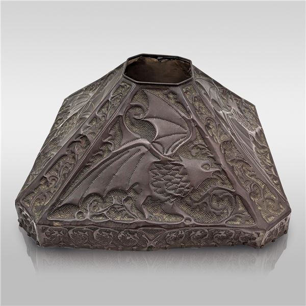 19th Century Japanese Copper Repousse Lampshade Decorated With Griffins