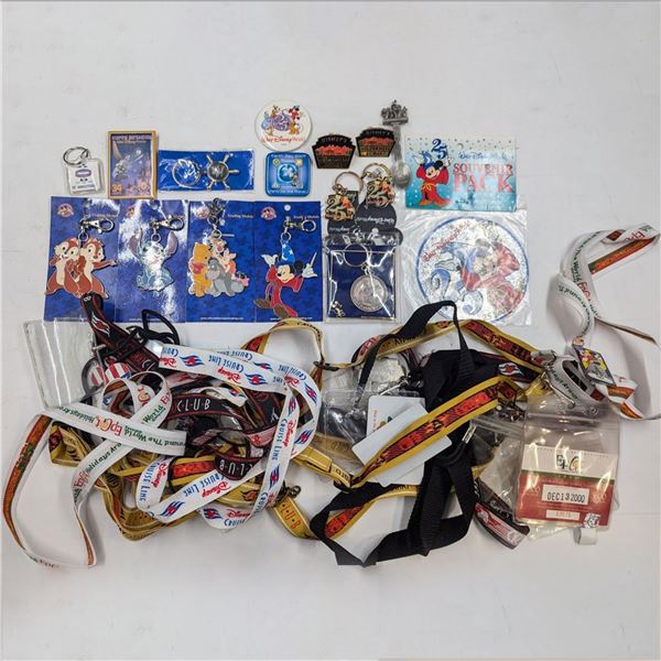 Large Lot Of Disney Keychains, Landyards, And Other Accessories