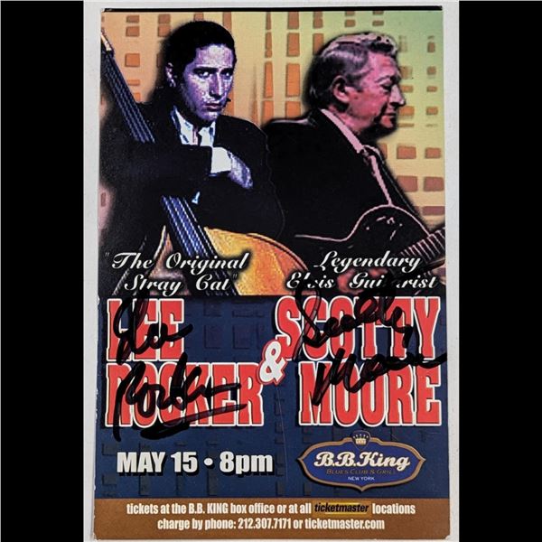 Autographed Lee Rocker Performance With Scotty Moore Advertising Card, Signed By Both Musicians