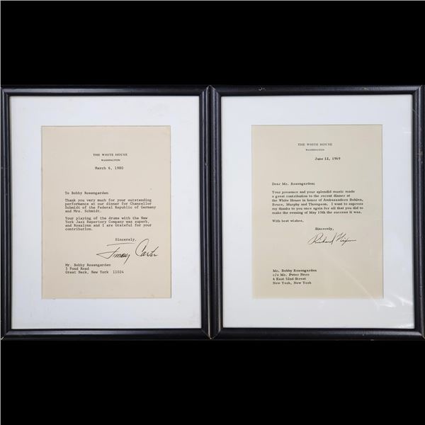 Hand Signed Pair Of Hand Signed Richard Nixon & Jimmy Carter Letters Addressed To ...