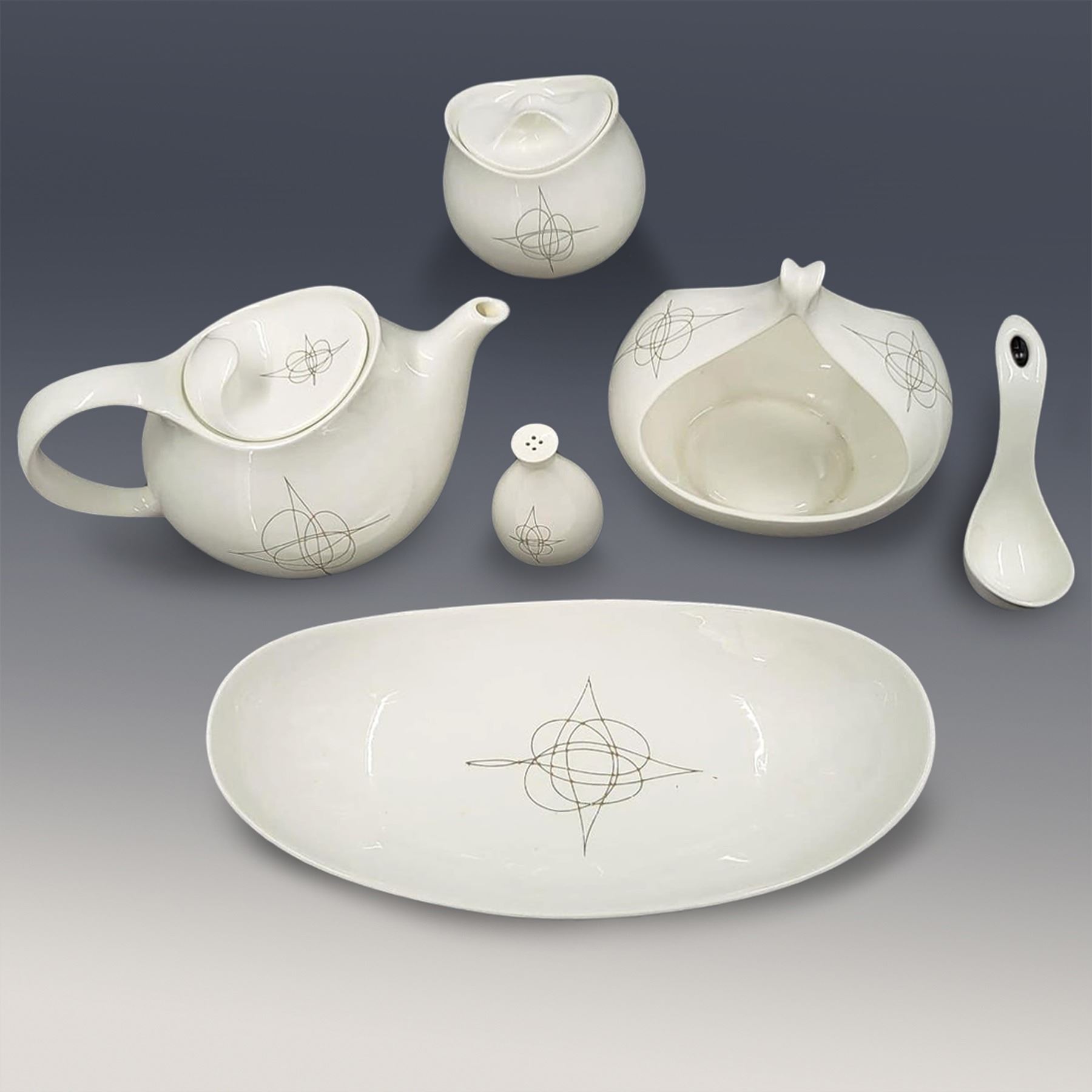Eva Zeisel Kitchen Hallcraft By Eva Zeisel 6-Piece Fantasy Pattern Dinnerware