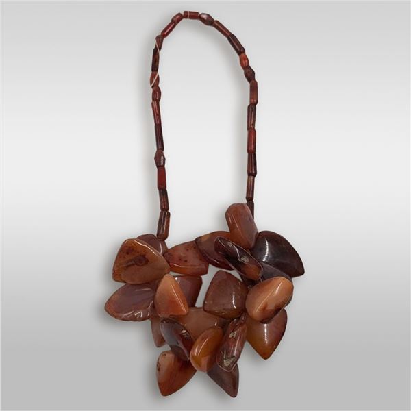A String Of Vintage Polished Carnelian Beads Of Different Sizes