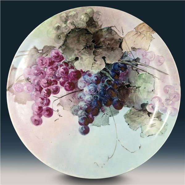 Vintage Limoges Hand Painted Charger, Decorated With Grapes