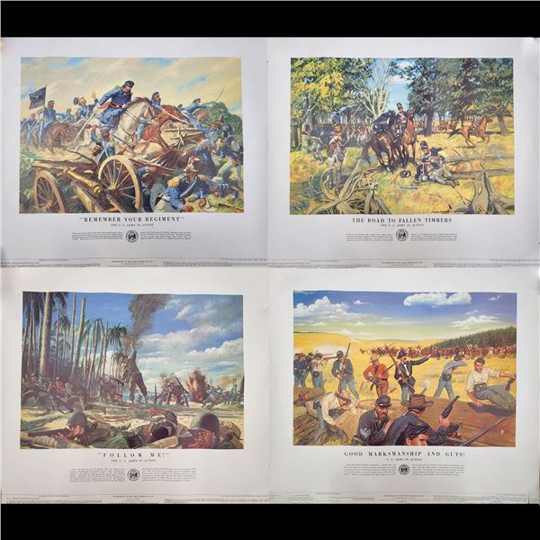 4 Original Vintage 1950s US Army in Action Posters