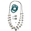 Image 1 : Vintage Navajo 2-Strand Fetish Necklace With Earrings And 3 Turquoise Bracelets