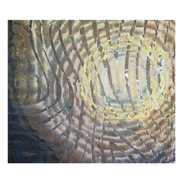 Abstract Oil On Canvas Signed Hebbar (NOT PERFECT) Unframed
