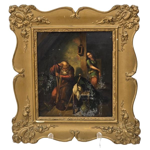 Early Interior Painting On Copper In Manner Of Willem Van Mieris Dutch 1662-1747