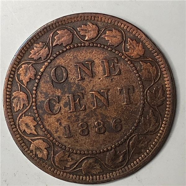 Canadian Large Cent 1886 VF IMP