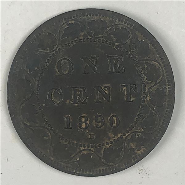 Canadian Large Cent 1890 VG++ Flying I
