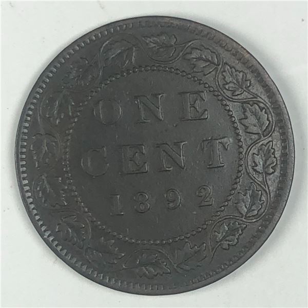 Canadian Large Cent 1892 VF++ OBV 3