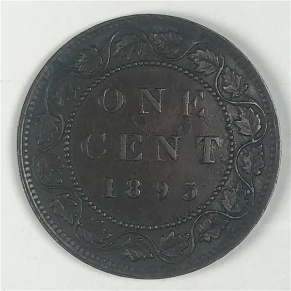 Canadian Large Cent 1893 AU ++