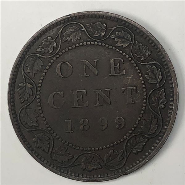 Canadian Large Cent 1899 AU+ Brown