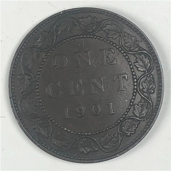 Canadian Large Cent 1901 AU+++