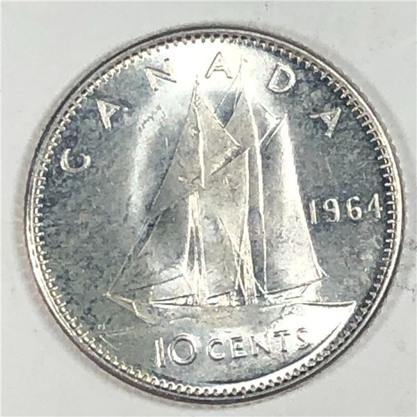 Canadian .10 Cent Dime 1964