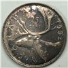 Image 1 : 1952 King George VI 25 Cents High Relief UNC IMP