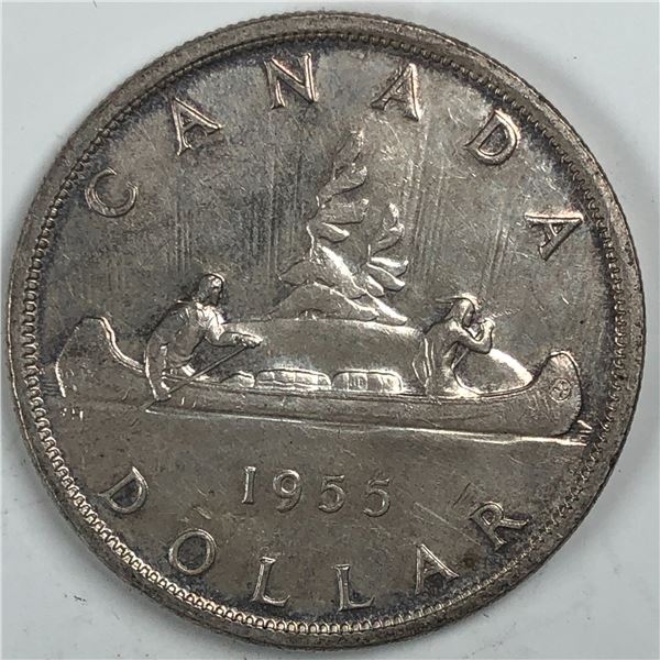 1955 Queen Elizabeth II Canadian Silver Dollar