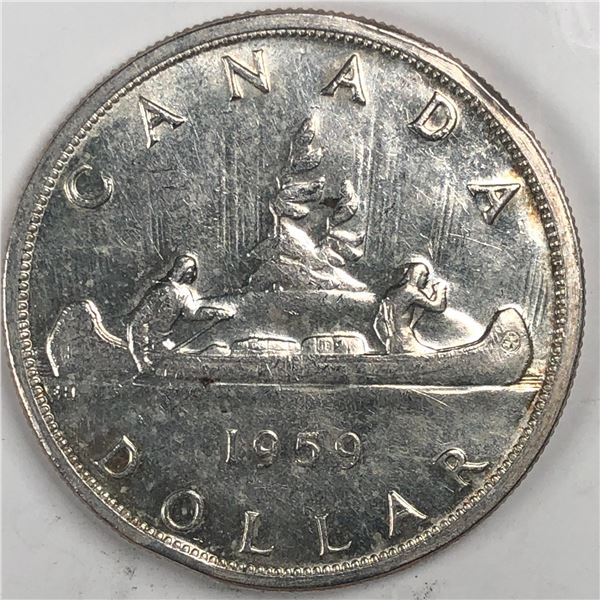 1959 Queen Elizabeth II Canadian Silver Dollar