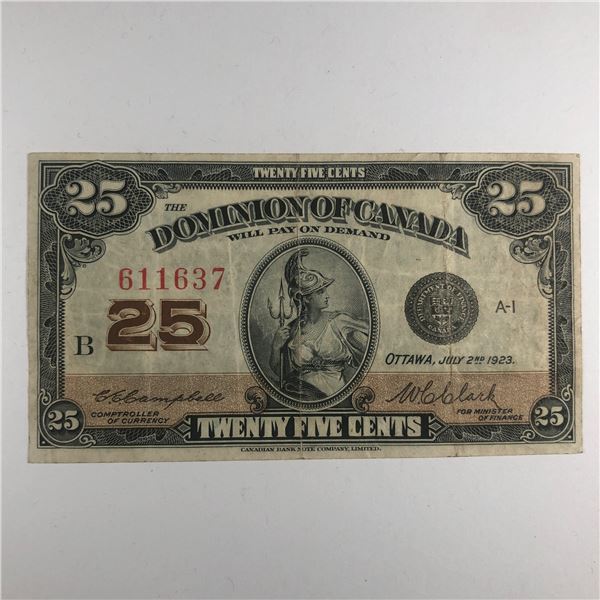 1923 25 Cent Shinplaster DC-24c Letter B Campbell/Clark