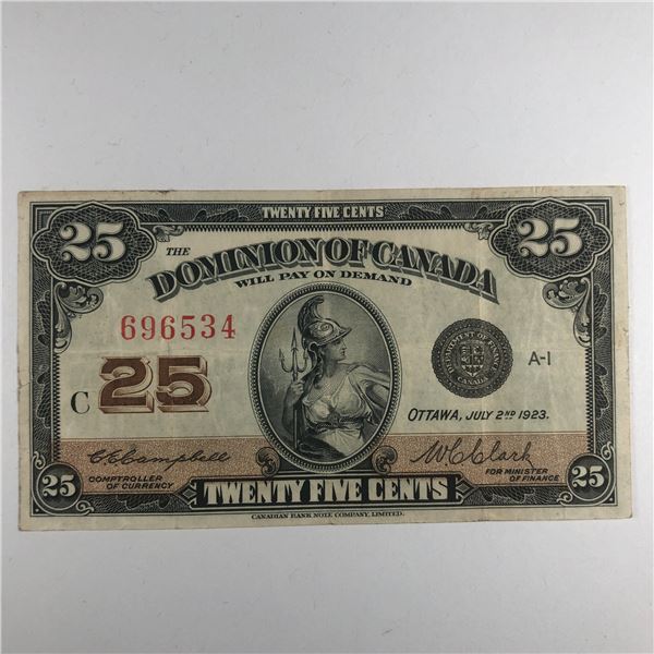 1923 25 Cent Shinplaster DC-24c Letter C Campbell/Clark