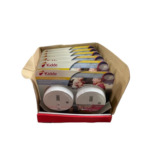 Group lot - x6 Kidde 2 Piece Smoke Alarm w/ Safety Light Kits