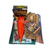 Image 1 : Group lot - Mastercraft Carpenters Tool Belt, Contractor Bags, Plastic Tent Spikes, Hunting Knife, S