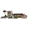 Image 1 : Shelf lot - Misc Display Pieces Including Coalport China Doll, Ornate Inlaid Box, Wooden Ducks