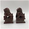 Image 2 : Pair of vintage rising red foo dogs/ Chinese Guardian dog figurines