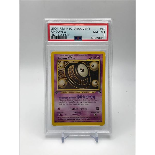 2001 P.M NEO DISCOVERY UNOWN O NO.69 1ST EDITION PSA GRADED 8